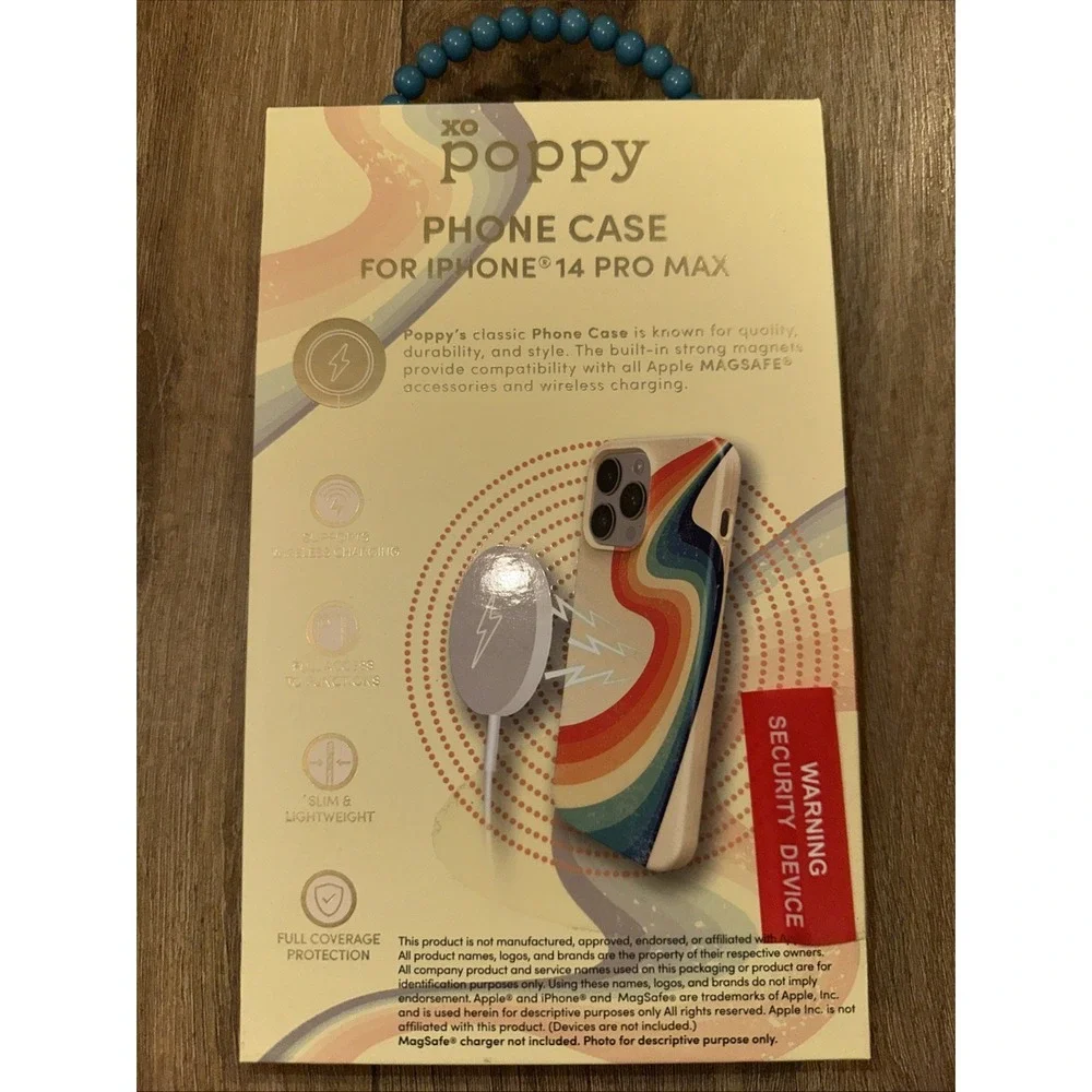 Xo Poppy Phone Case For Iphone 14 Pro Max Wavy Rainbow Magsafe‎ Full Coverage